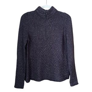 Royal Robbins Dark Purple Speckled Knit 1/4 Zip Pullover Sweater